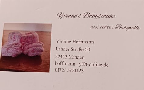 Visitenkarte Yvonnnes Babyschuhe